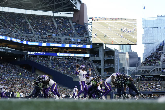 Seattle Seahawks quarterback Drew Lock throws during the NFL football  team's training camp Wednesday, July 26, 2023, in Renton, Wash. (AP  Photo/Lindsey Wasson Stock Photo - Alamy