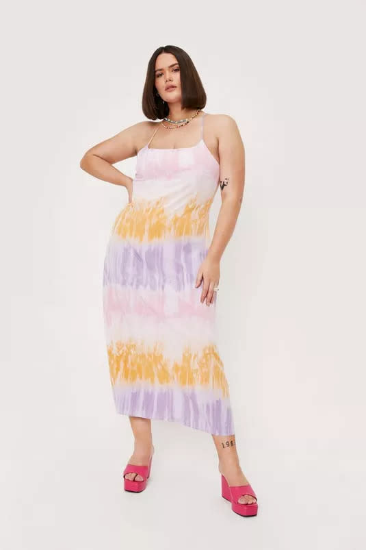 Plus Size Ombre Satin Strappy Midi Dress. Image via Nasty Gal.