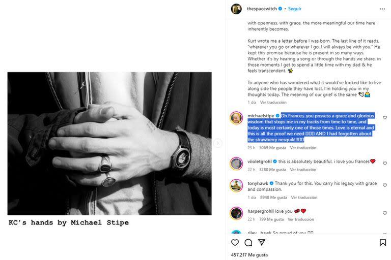 El comentario de Michael Stipe sobre el posteo de Frances Bean Cobain