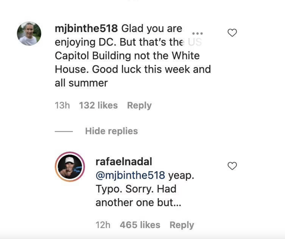 Rafa Nadal responding to a number of followers on Instagram.