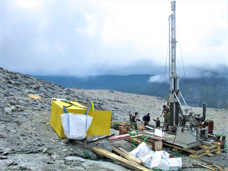 A view shows exploration drilling at the the Kringlerne rare earth deposit, near the town of Narsaq
