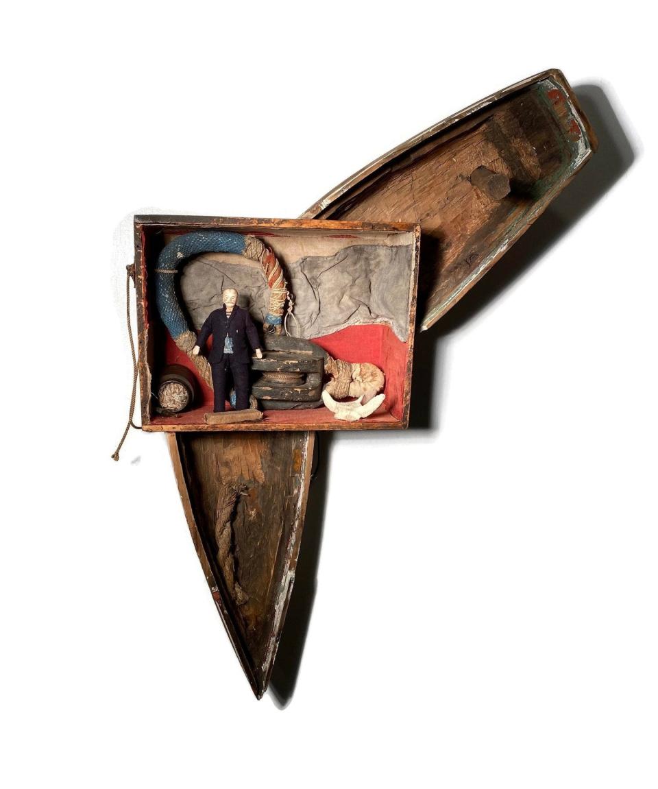 One of Kurt Reynold's work on display at the exhibition at Provincetown Commons of "How Far is the World: Assemblages and Constructions".