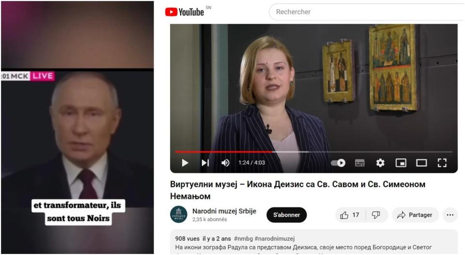 <span>Une comparaison entre une publication trompeuse sur Facebook et la chaîne YouTube du Musée national de Serbie</span>