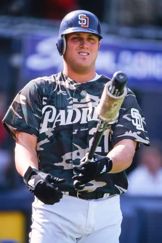 <p>Sporting News via Getty</p> Sean Burroughs on April 8, 2002 at Qualcomm Stadium in San Diego, California.