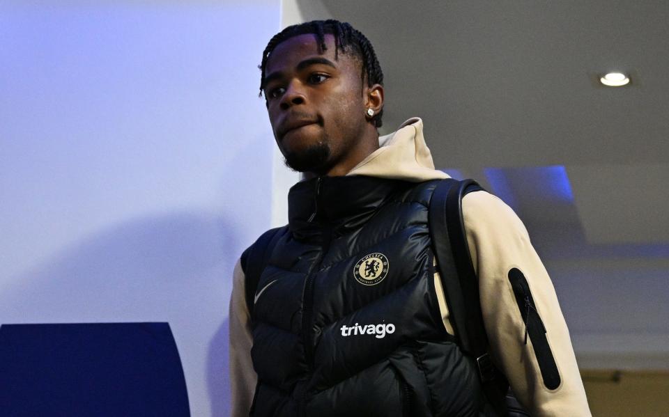 Carney Chukwuemeka of Chelsea arrives at the stadium prior to the UEFA Champions League round of 16 leg two match between Chelsea FC and Borussia Dortmund at Stamford Bridge - Getty Images/Darren Walsh