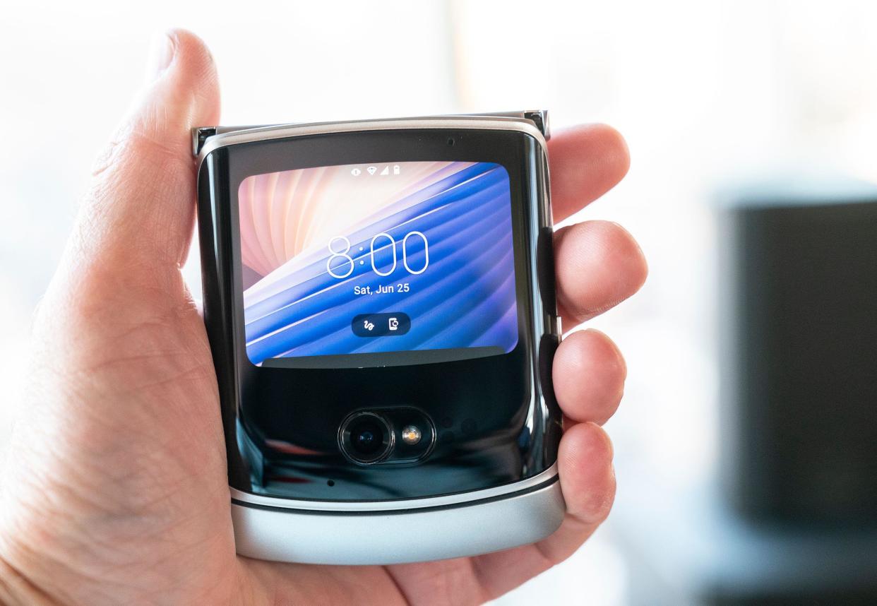 smartphones  June 25, 2022, New York, New York, United States: Razr 2nd Generation phone on display at The Blonds X Motorola Razr Pride Charity Event at the Top of the Standard  (Credit Image: © Lev Radin/Pacific Press via ZUMA Press Wire)