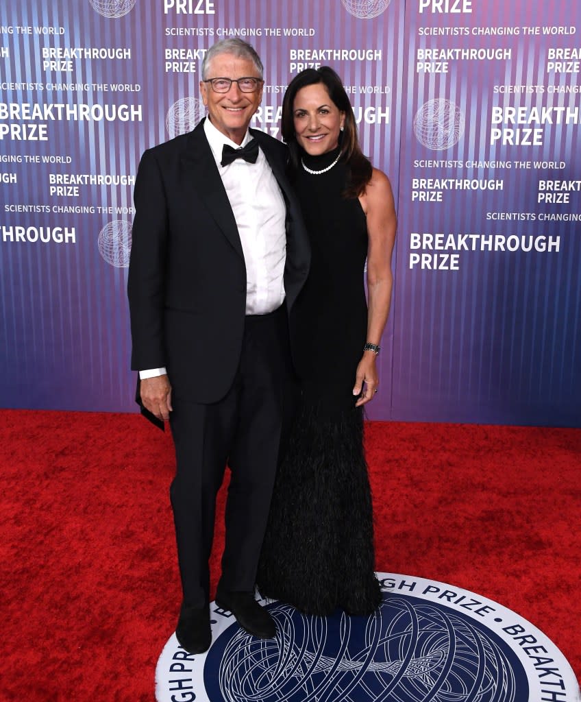 LOS ANGELES, CALIFORNIA - APRIL 13: Paula Hurd, Bill Gates arrives at the 10th Annual Breakthrough Prize Ceremony at Academy Museum of Motion Pictures on April 13, 2024 in Los Angeles, California.
