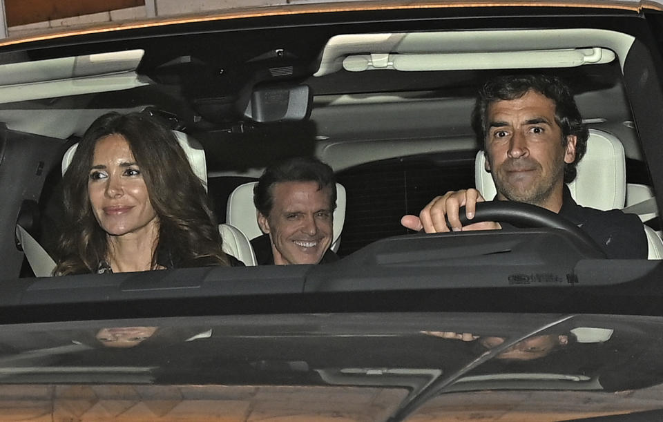 MADRID, SPAIN - APRIL 20: Luis Miguel leaves Paloma Cuevas' home in the car with Raul Gonzalez Blanco and Mamen Sanz after celebrating his birthday surrounded by friends, on April 19, 2023, in Madrid, Spain. (Photo By Francisco Guerra/Europa Press via Getty Images)