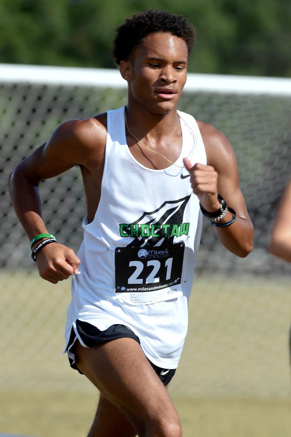 Choctawhatchee High School's Kaleb Hollins took first place in the boys varsity division of the Okaloosa County Cross Country Championships held Thursday, Oct. 13, 2022 at the Howard Hill Soccer Complex in Niceville.