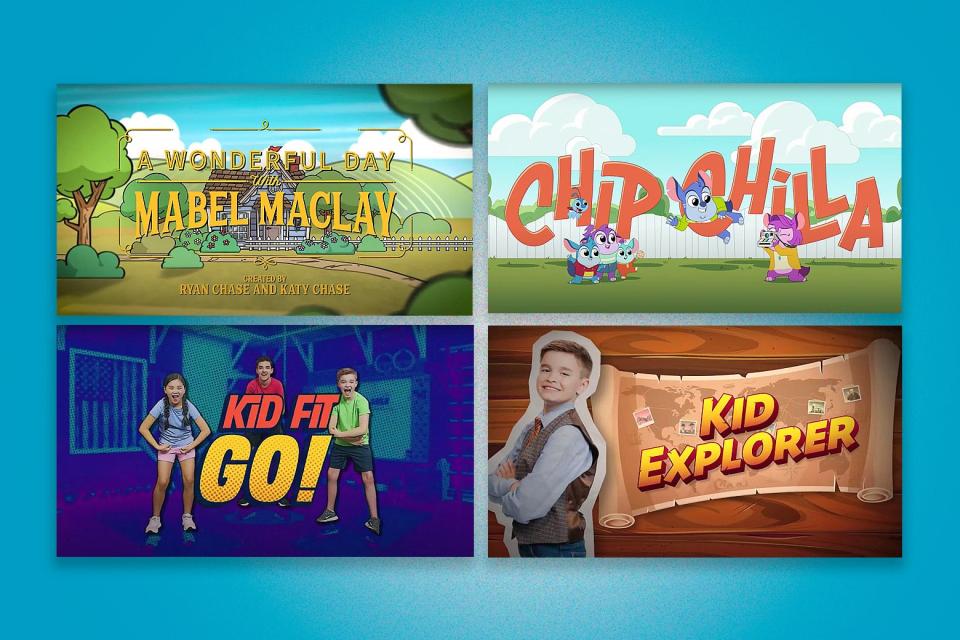 The four Daily Wire children's shows: A Wonderful Day With Mabel Maclay, Chip Chilla, Kid Fit Go, and Kid Explorer.