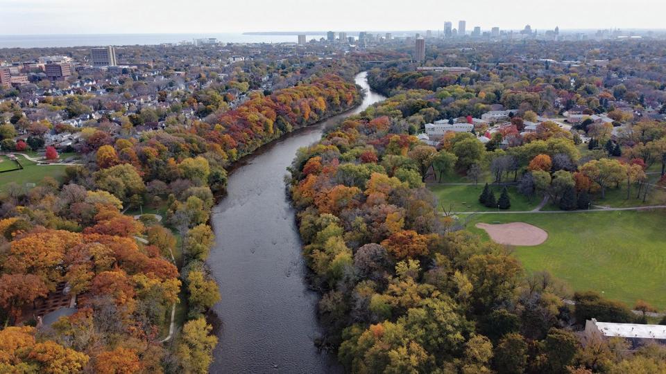 The Milwaukee River Greenway as seen looking south from Kern Park.