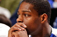 COLUMBUS, OH - MARCH 16: Antonio Barton #2 of the Memphis Tigers has a tear on his cheek as his team loses to the Saint Louis Billikens during the second round of the 2012 NCAA Men's Basketball Tournament at Nationwide Arena on March 16, 2012 in Columbus, Ohio. (Photo by Jamie Sabau/Getty Images)