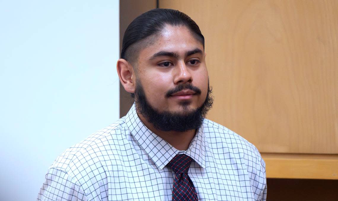 Adrian Sanchez-Radilla appears in Pierce County Superior Court on Wednesday, June 26, 2024, for closing arguments in his first-dgree murder trial for the shooting death of Samuel Gonzalez in May 2022. Tony Overman/toverman@theolympian.com