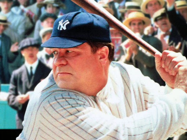 <strong>Subject:</strong> Babe Ruth  <strong>Portrayed by:</strong> John Goodman  <strong>Period depicted:</strong> Age 7 through Ruth's decline in the mid-1930s  <strong>Also starring:</strong> Kelly McGillis, James Cromwell