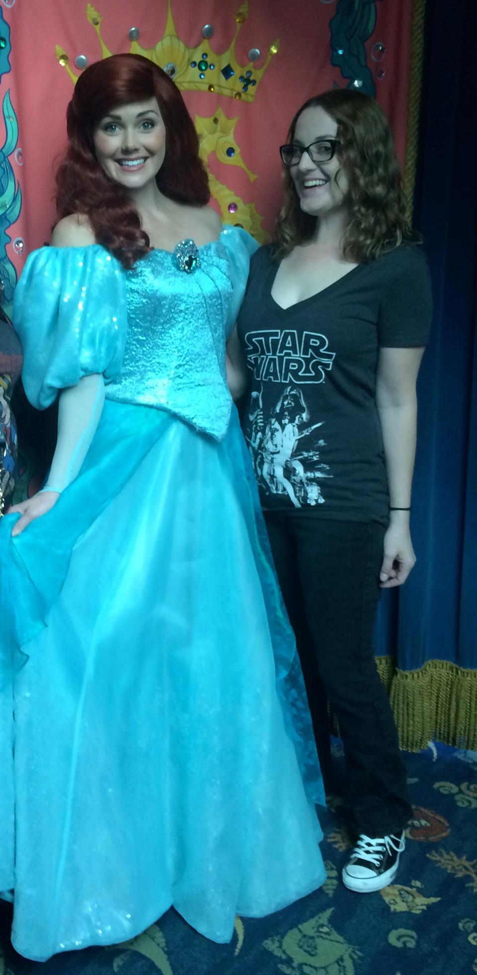 USA TODAY books editor Barbara VanDenburgh meeting Ariel at Disney California Adventure in January 2015.