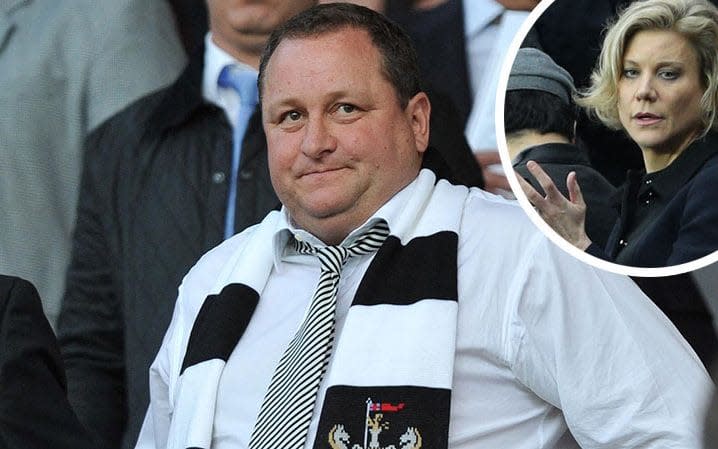 Mike Ashley is now considering an improved bid from Amanda Staveley (inset) - PA Wire