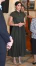 <p>For a reception hosted by Peter Cosgrove, the Governor-General of Australia, Meghan changed into a green dress by Brandon Maxwell. She kept <a href="https://www.townandcountrymag.com/society/tradition/a23802378/meghan-markle-prince-harry-baby-gift-royal-tour-sydney/" rel="nofollow noopener" target="_blank" data-ylk="slk:Princess Diana's earrings and bracelet;elm:context_link;itc:0;sec:content-canvas" class="link ">Princess Diana's earrings and bracelet </a>on for the reception. </p>