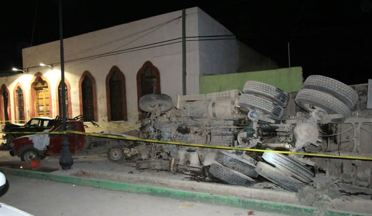 A picture released by Vanguardia of a truck after an accident that killed 23 people in Mazapil, Zacatecas State, on July 29, 2015