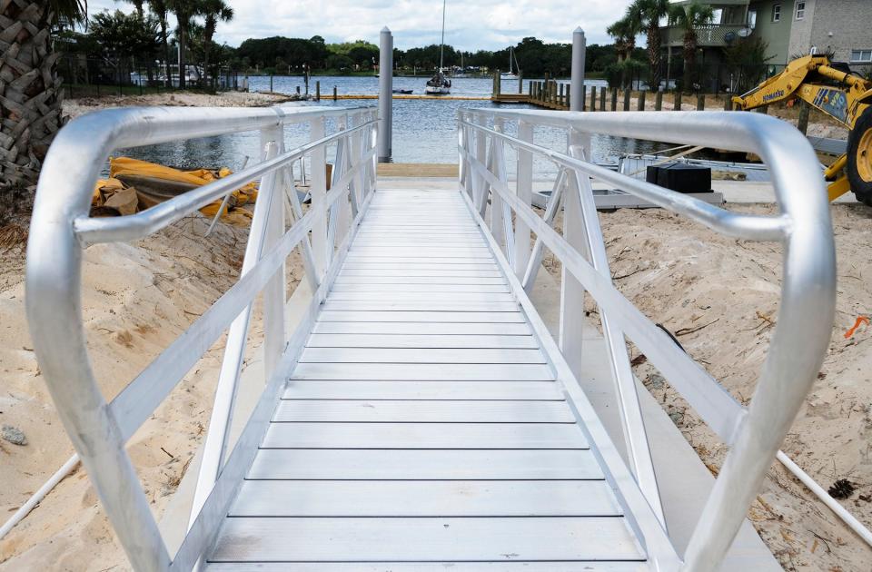 A long rolling ramp will provide easy access to the floating launch pads at Boat Basin Two on Okaloosa Island. 