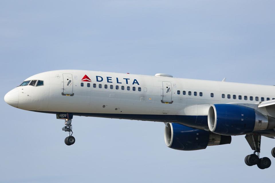 <p>Nicolas Economou/NurPhoto via Getty</p> Delta Air Lines Bombardier Boeing 757-200 aircraft 