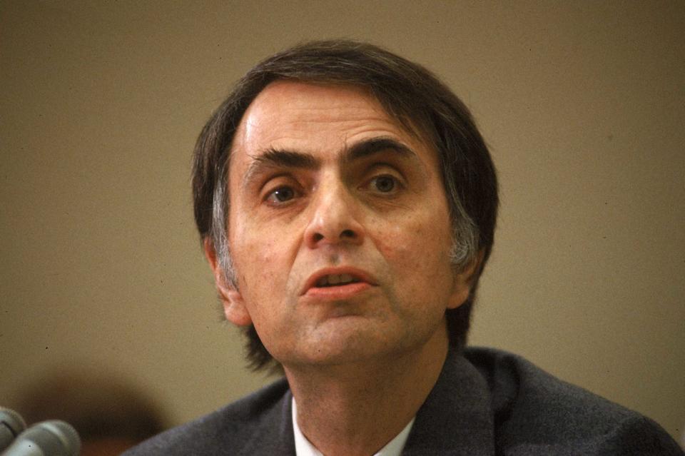 Astronomer Dr. Carl Sagan speaking before House Science and Technology Subcommittee on Natural Resources re Nuclear Winter.  (Photo by Terry Ashe/The LIFE Images Collection via Getty Images/Getty Images)