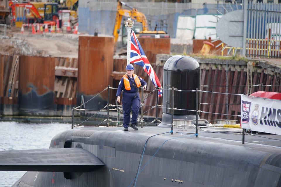 BAE Systems, which makes submarines for the Royal Navy, saw its shares jump on Wednesday (HMS Anson/PA) (PA Wire)