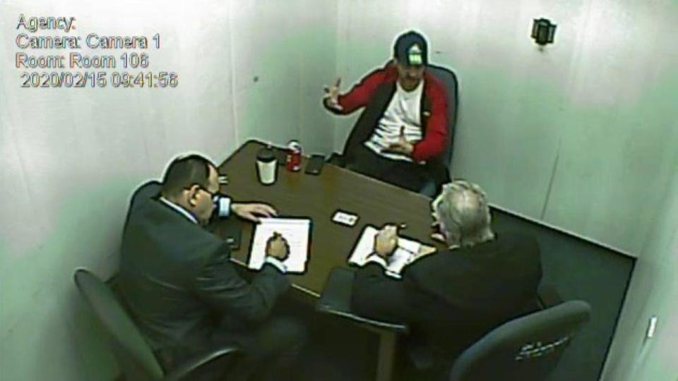 Michael Herman being interviewed by detectives on Feb. 15, 2020. / Credit: Superior Court of California, County of Los Angeles