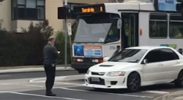 The tram driver noted down the man's numberplate. Source: 7News