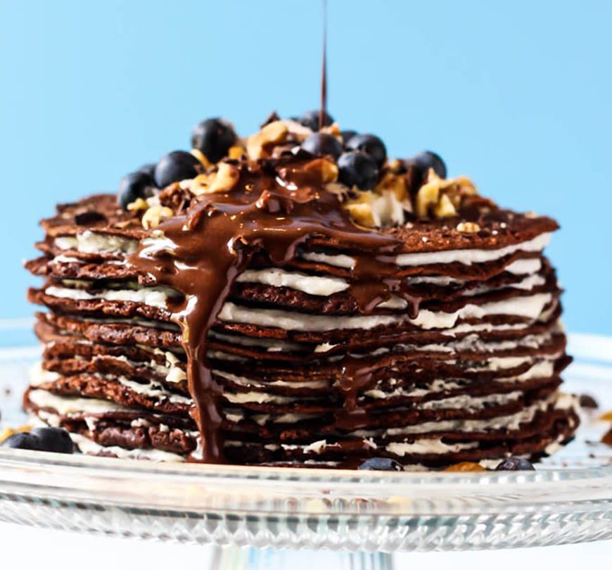 Chocolate Crepe Cake from Emilie Eats