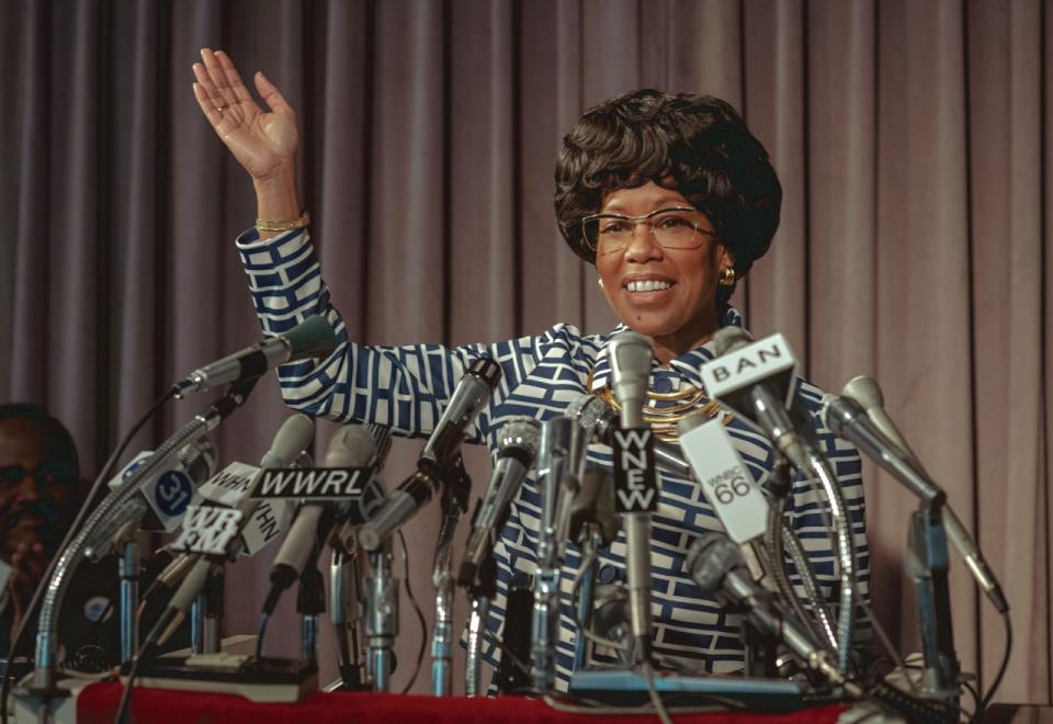 Regina King as Shirley Chisholm in ‘Shirley’ [Glen Wilson / © Netflix / Courtesy Everett Collection].