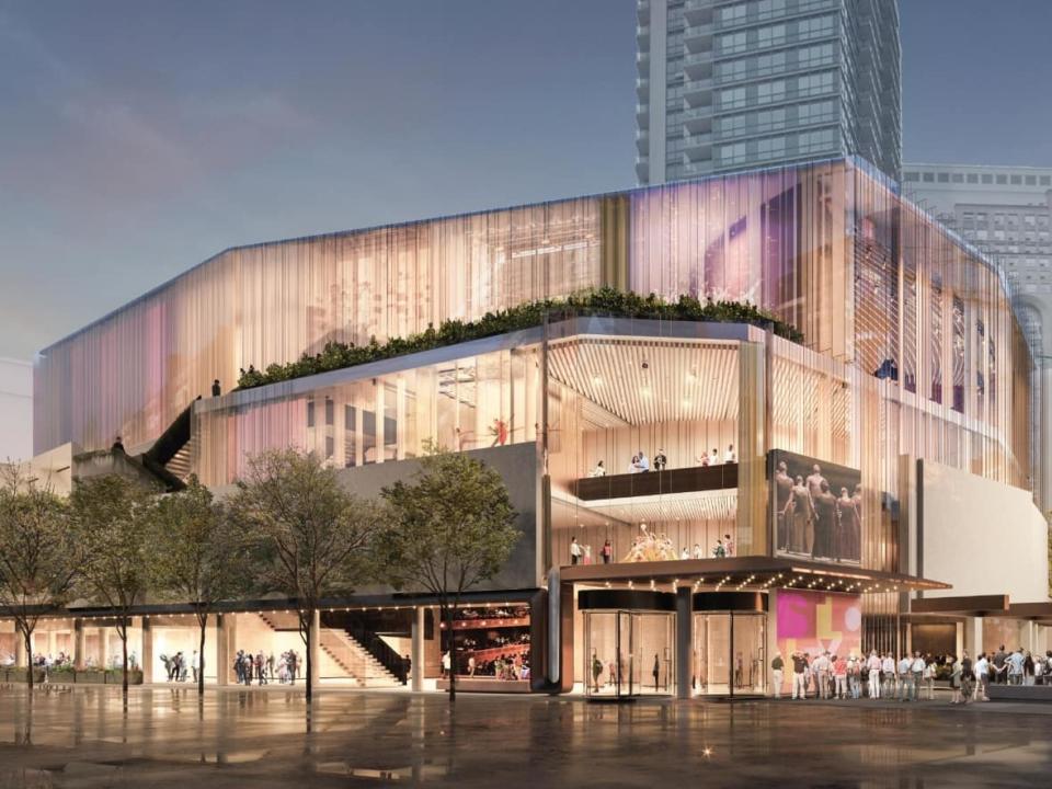 A team led by Hariri Pontarini Architects is proposing to remake the St. Lawrence Centre for the Arts in this image. The team won a design competition for the performing arts centre.  (Submitted by Hariri Pontarini Architects - image credit)