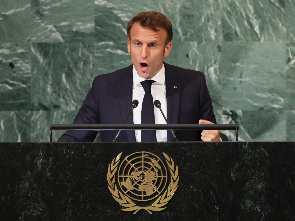 Macron addresses the UN today (Reuters)