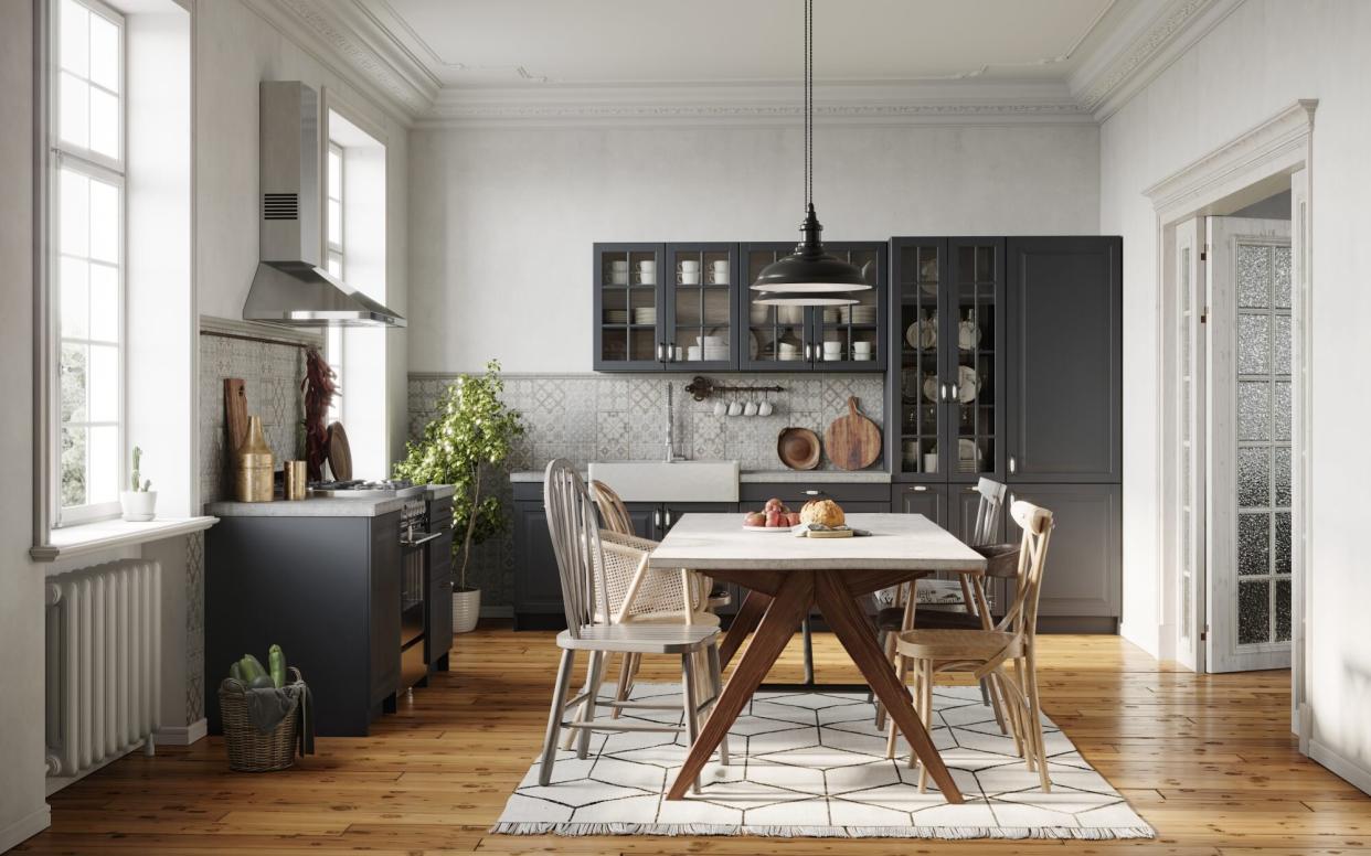 small apartment with dining room in kitchen