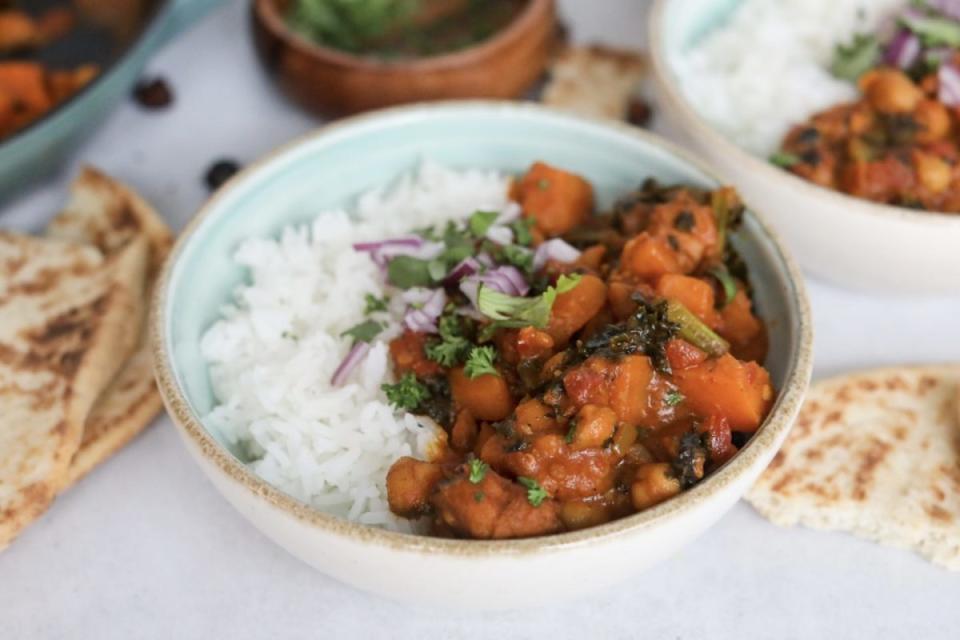 <p>Seasoned to Taste</p><p>This curry-infused dish is perfect for a weeknight meal, especially for a hungry crowd. Tender chunks of chicken and sweet potatoes are seasoned with an array of fragrant spices and herbs drenched in a coconut cream sauce!</p><p><strong>Get the recipe: <a href="https://www.seasonedtotasteblog.com/chicken-and-sweet-potato-curry/" rel="nofollow noopener" target="_blank" data-ylk="slk:Easy Chicken and Sweet Potato Curry with Coconut Milk;elm:context_link;itc:0;sec:content-canvas" class="link ">Easy Chicken and Sweet Potato Curry with Coconut Milk</a></strong></p>
