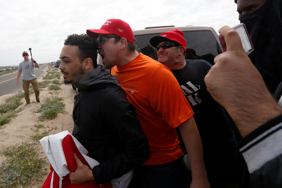 Violence erupts at pro-Trump rally on California beach