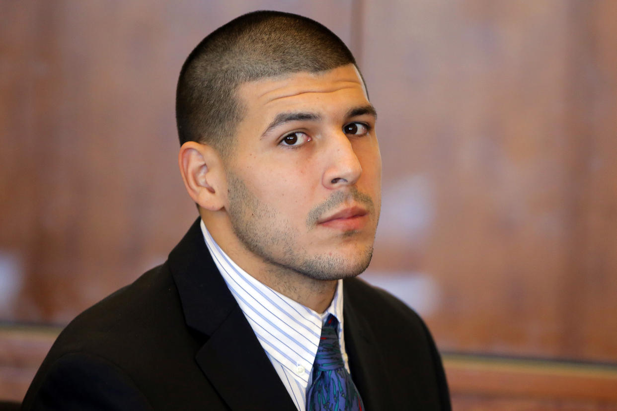 Aaron Hernandez in court. (AP file photo)