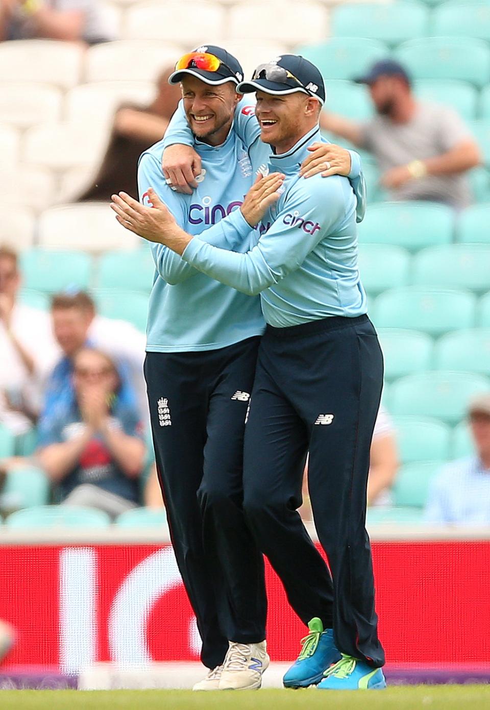 Joe Root and Sam Billings celebrate (Nigel French/PA) (PA Archive)