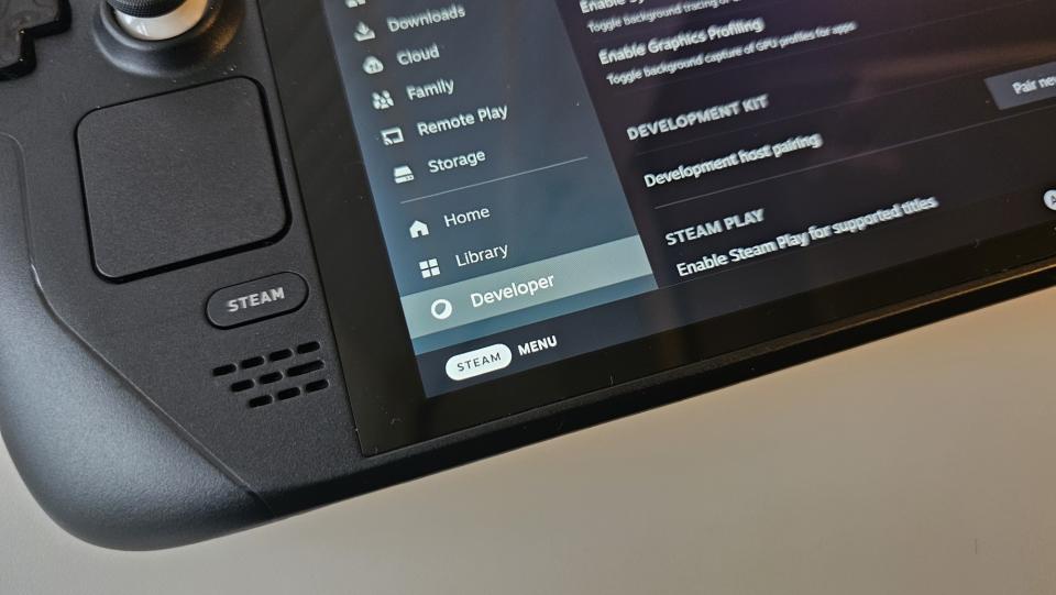 Steam Deck settings screen
