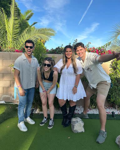<p>Taylor Lautner Instagram </p> Taylor Lautner with his wife, Tay Lautner, and his sister Makena Moore with her husband Jacob Moore