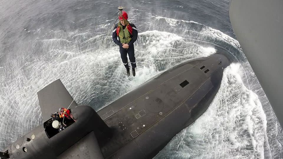 A drop in the ocean. French President Emmanuel Macron visits the submarine, "Le Terrible," off the Brittany coast, in 2017. - Emmanuel Macron/Twitter