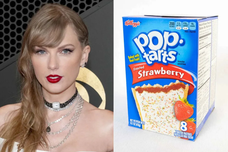 <p>Jeff Kravitz/FilmMagic; Newscast/Universal Images Group via Getty</p> Taylor Swift (left) and a box of Pop-Tarts