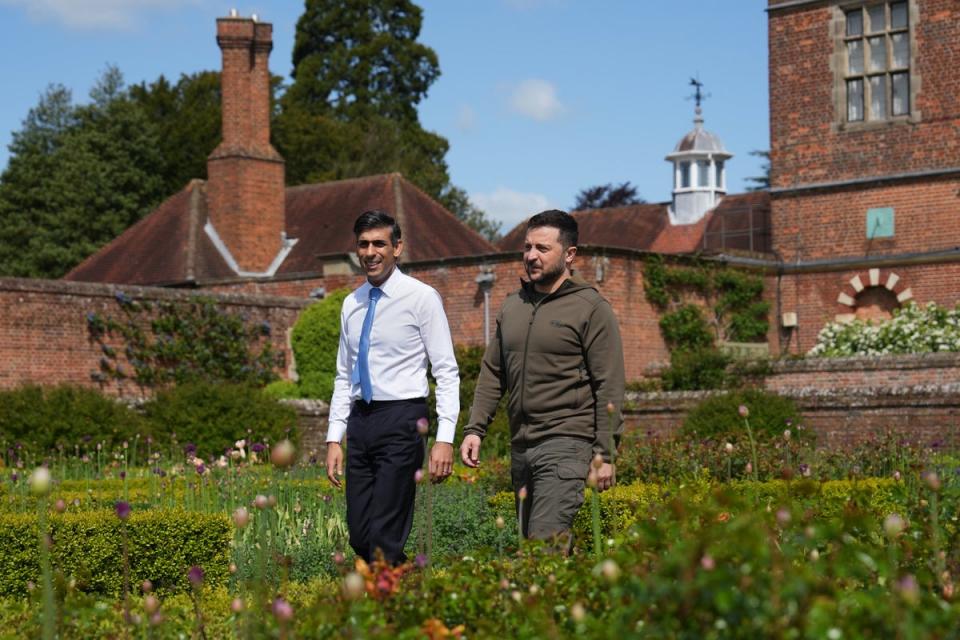 Prime Minister Rishi Sunak and Ukrainian President Volodymyr Zelensky pictured at Chequers in May 2023 (PA Wire)