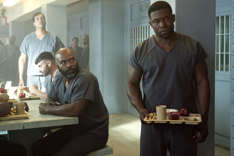 Mike -- “JAILBIRD” - Episode 106 -- Mike reflects on his 3 years behind bars at the Indiana Department of Corrections. Diesel Madkins, and Mike Tyson (Trevante Rhodes), shown. (Photo by: Alfonso Bresciani/Hulu)