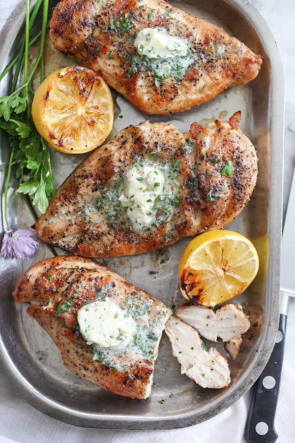 <strong>Get the <a href="http://www.foodiecrush.com/2015/05/grilled-chicken-breasts-with-chive-herb-butter/" target="_blank">Grilled Chicken Breasts with Chive Herb Butter recipe</a> from Foodie Crush</strong>