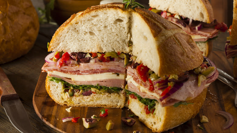 Cajun muffaletta sandwich