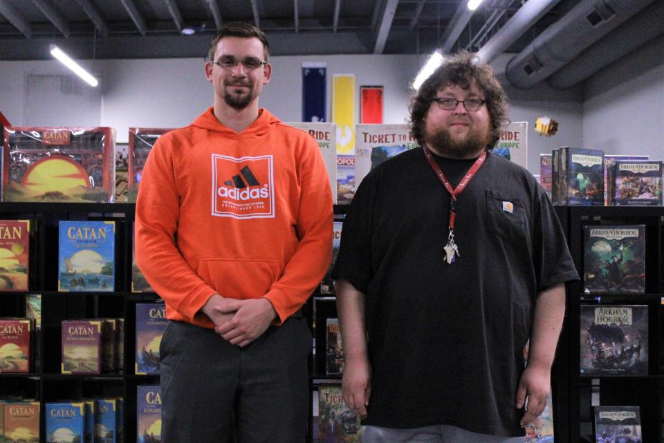 George Lepak and Dylan Bluma, owners of Allouez Rare Coin and Rogue Games, in downtown Green Bay.