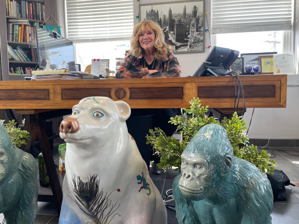 Pam McConeghy, who has announced her upcoming retirement after more than two decades running the Greater Brighton Area Chamber of Commerce, sits in her office, Wednesday, April 10, 2024.