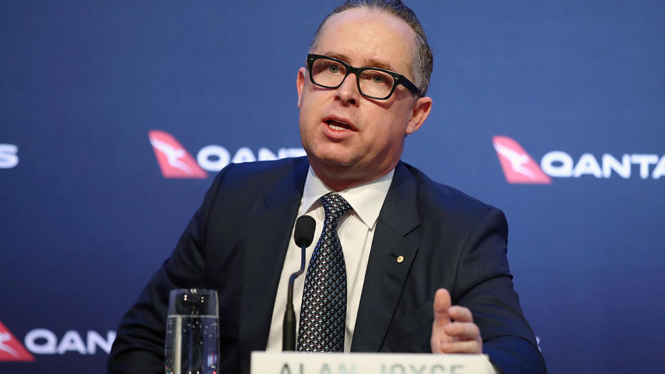 Alan Joyce, pictured here during a news conference in Sydney in 2019.