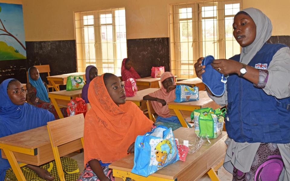 In Nigeria's Borno State, 1,400 adolescent school girls were provided with dignity kits to help them manage their periods during the lockdown to prevent the spread of COVID-19. The girls also received training on how to use the kits, which included six pairs of pants, a reusable sanitary pad kit and four bars of soap.  - Plan International