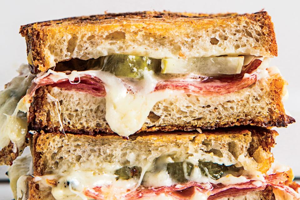 Salami and Pickle Grilled Cheese